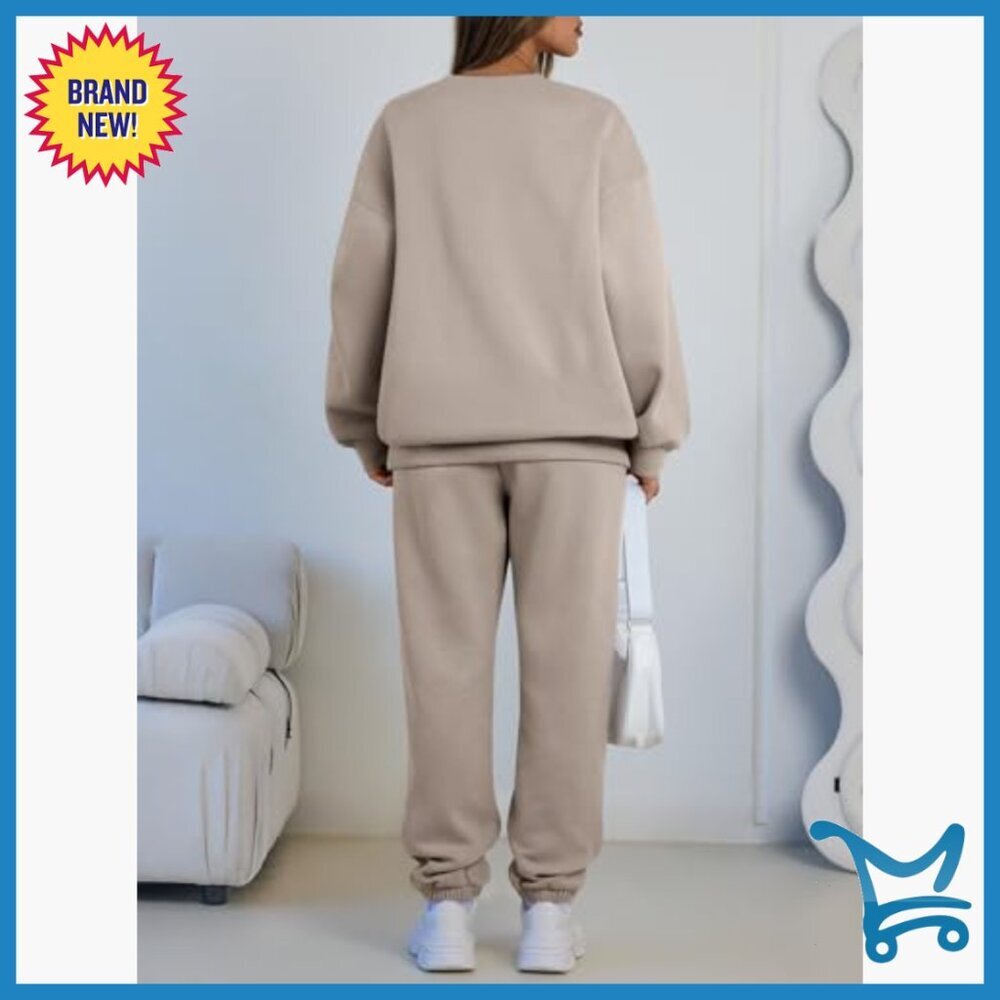 Oversized Crewneck Sweatshirt Set with Joggers, 50% Cotton 50% Polyester - Picture 4 of 7
